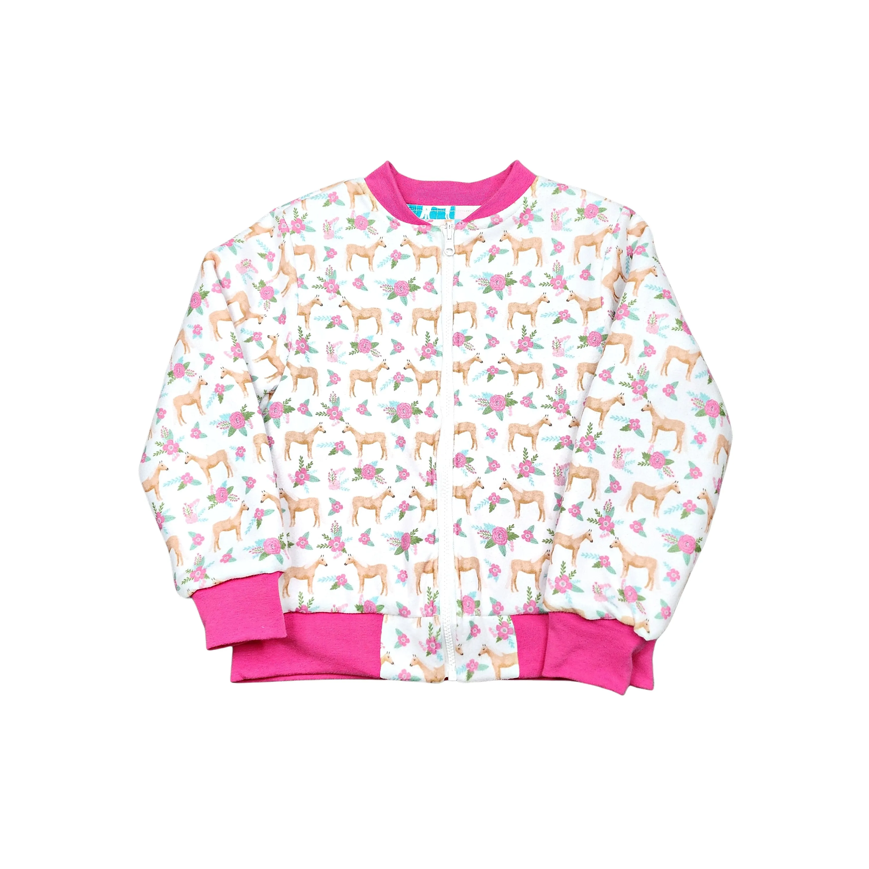 Quilted Reversible Horse Print Bomber Jacket