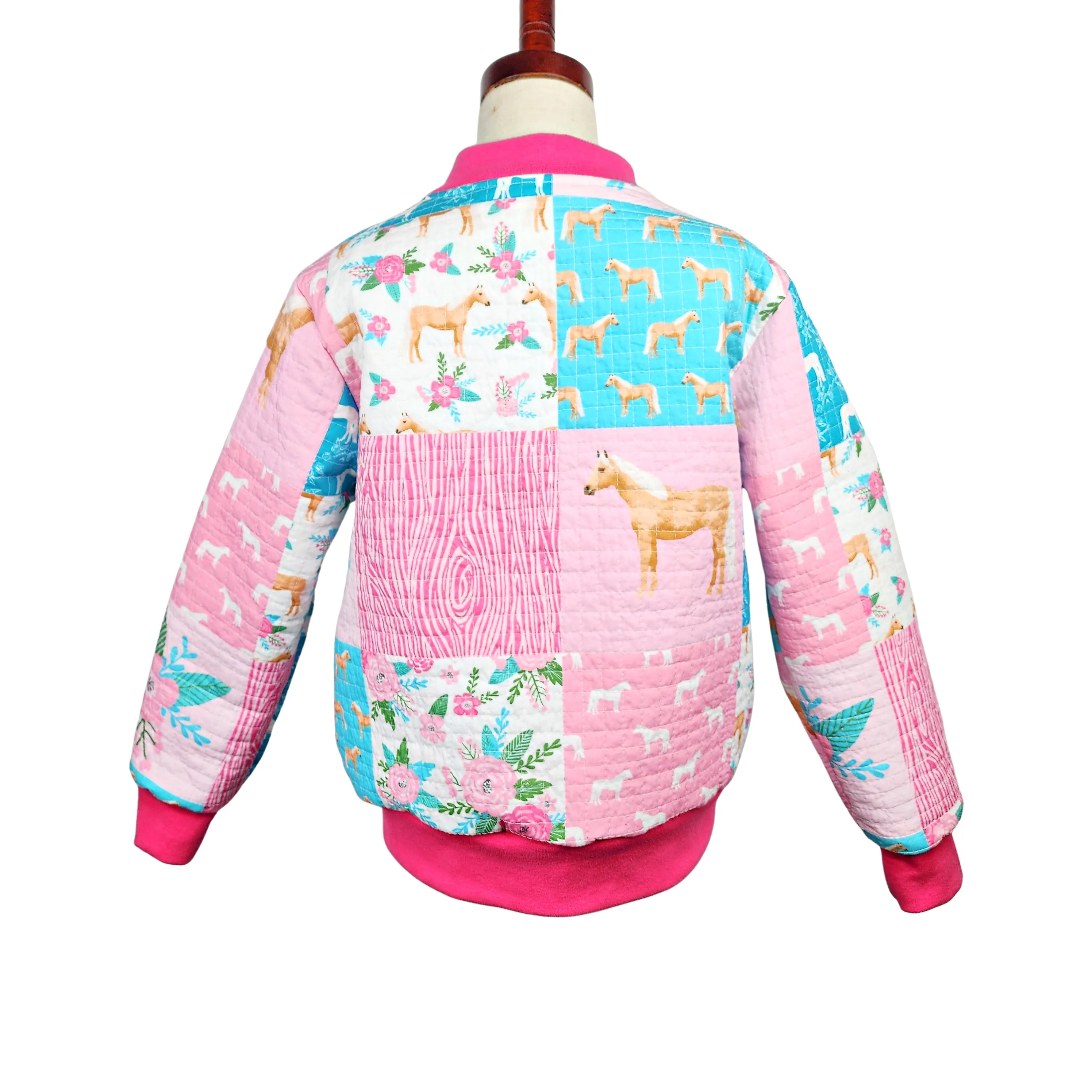 Quilted Reversible Horse Print Bomber Jacket