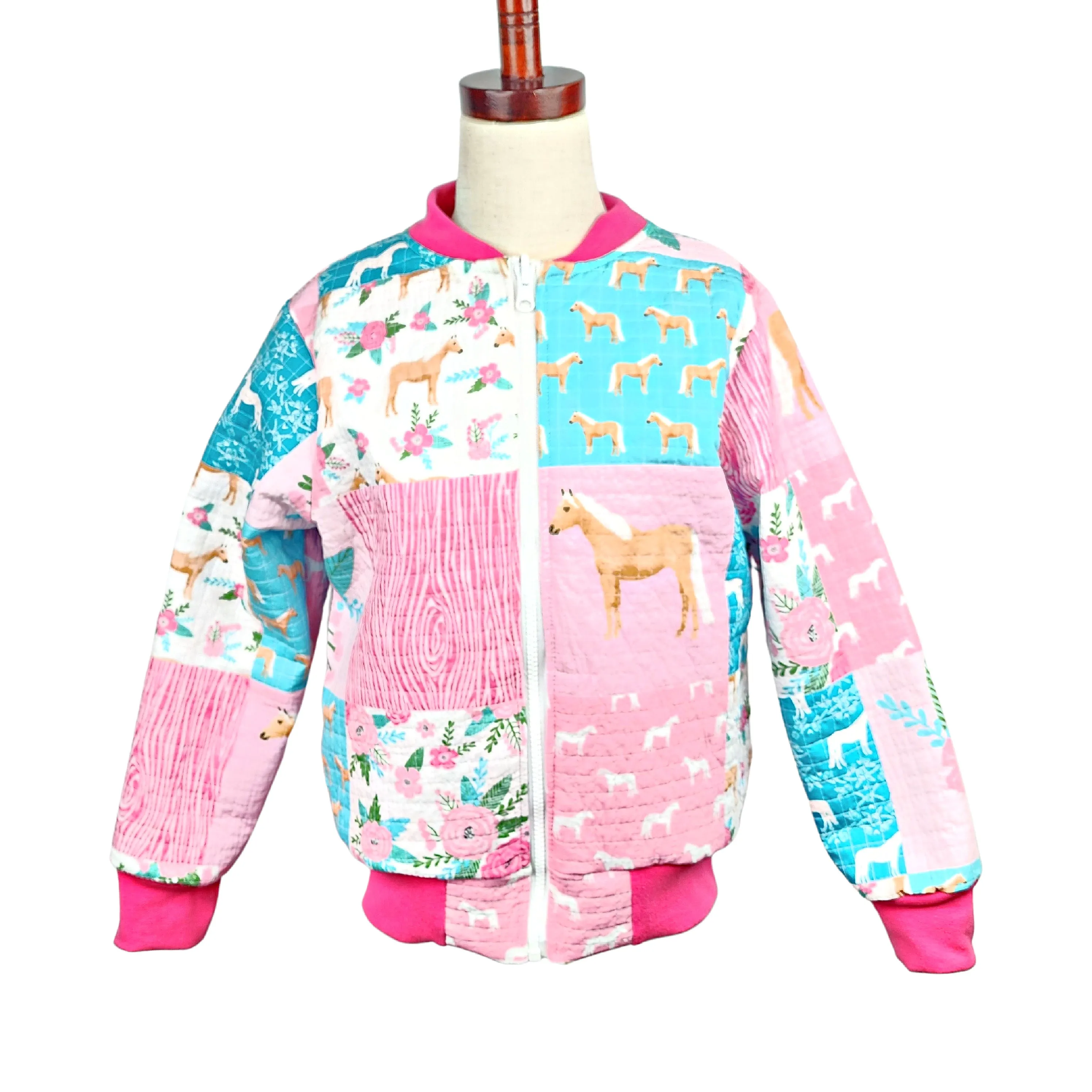 Quilted Reversible Horse Print Bomber Jacket