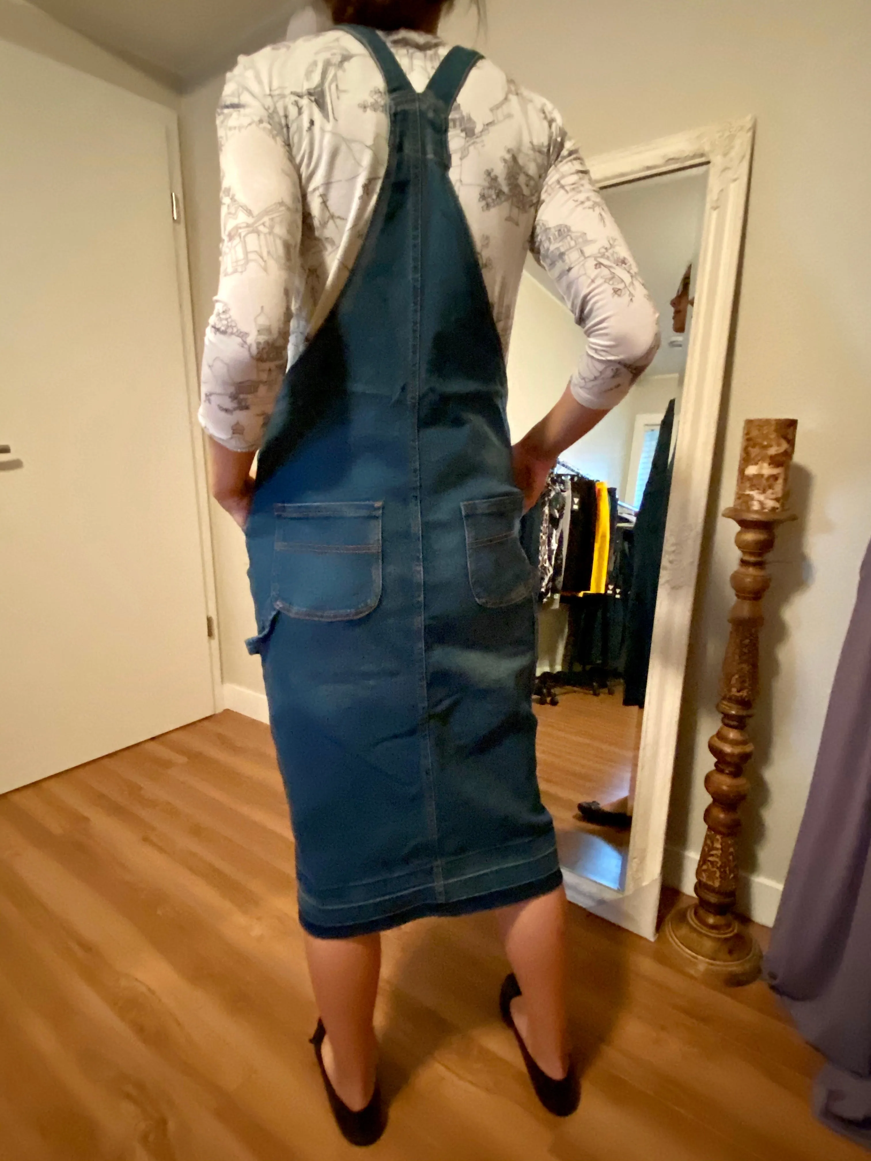 "Aubrey" Vintage Midi Denim Overall Dress - CLEARANCE