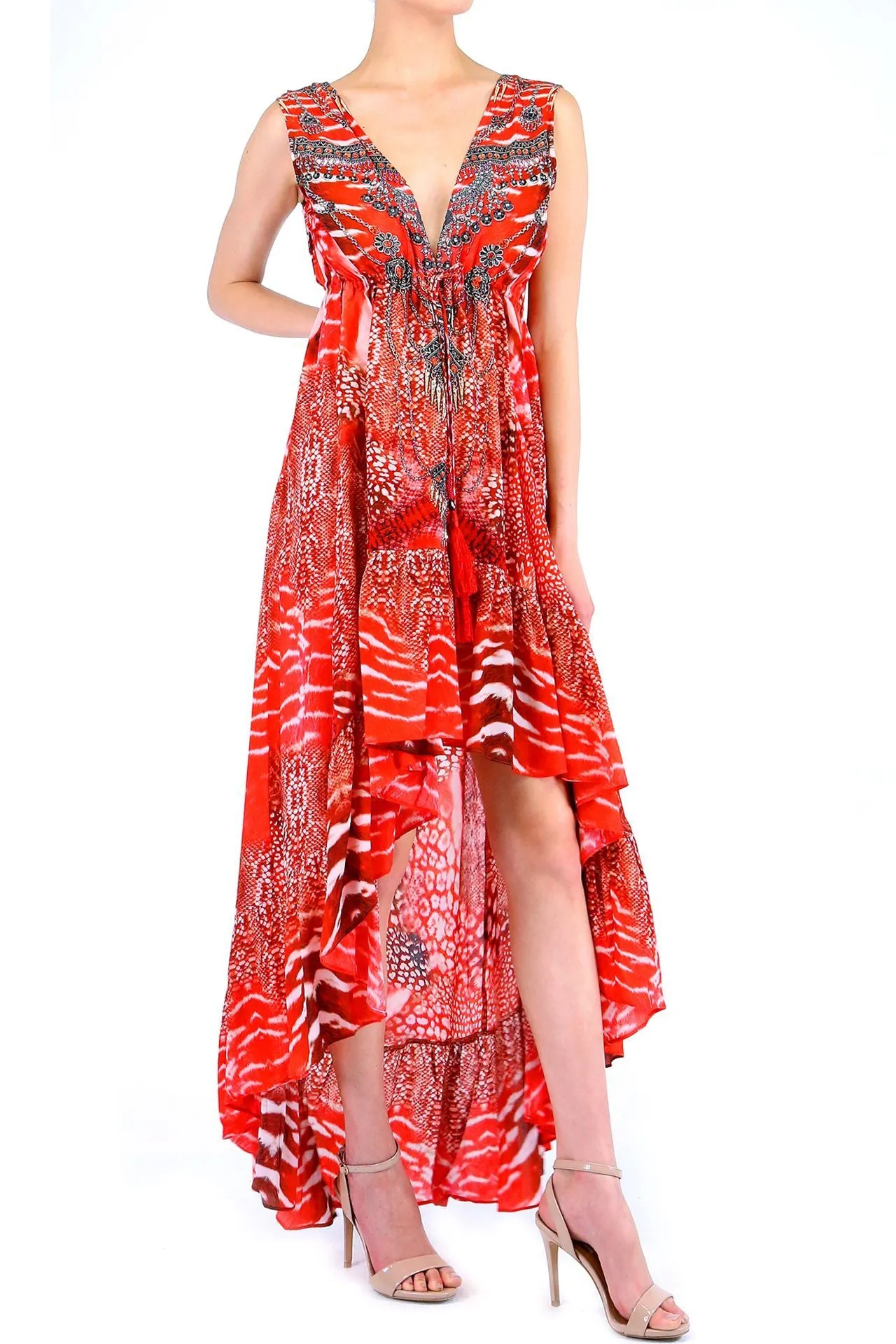 Red High Low Maxi Dress