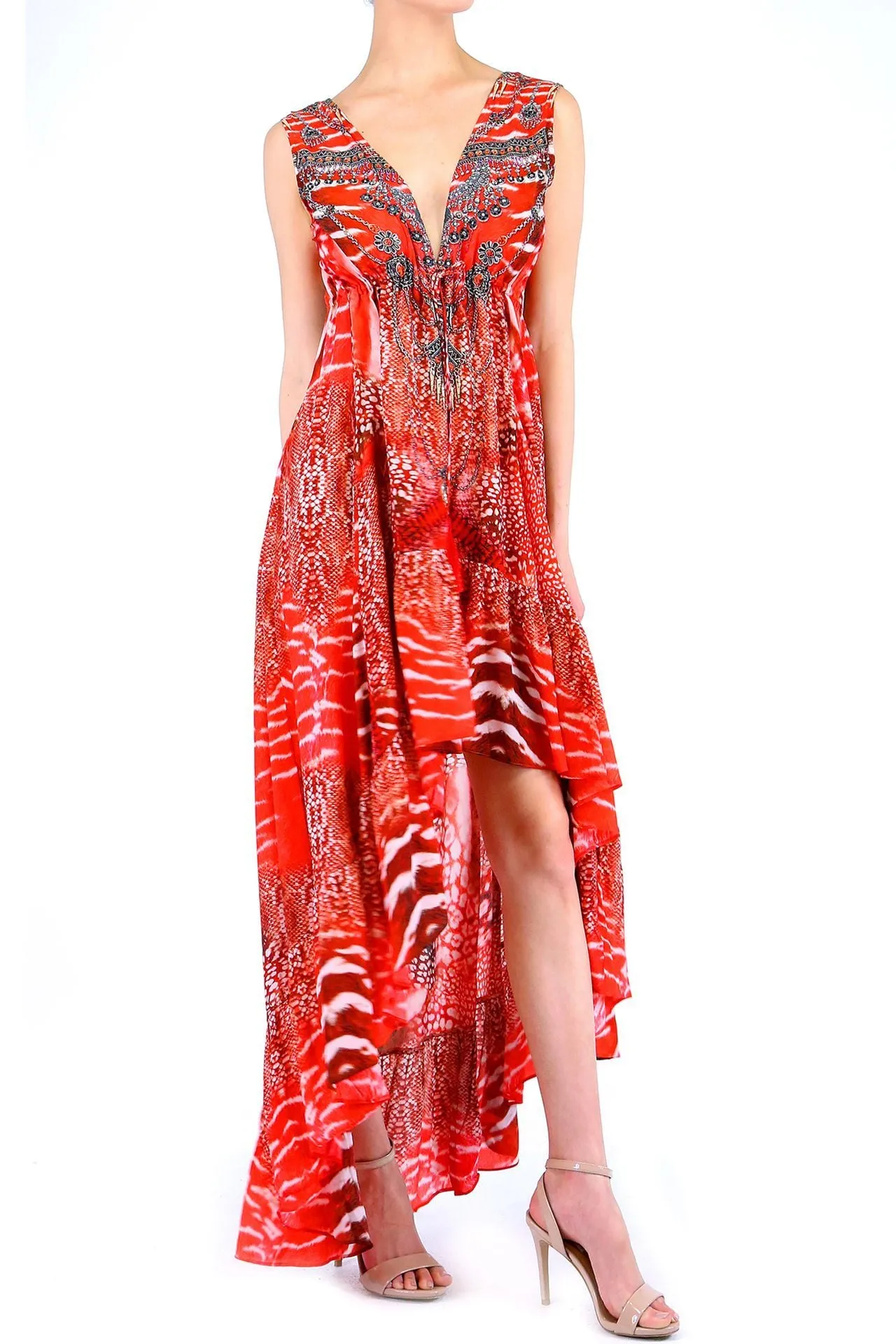 Red High Low Maxi Dress
