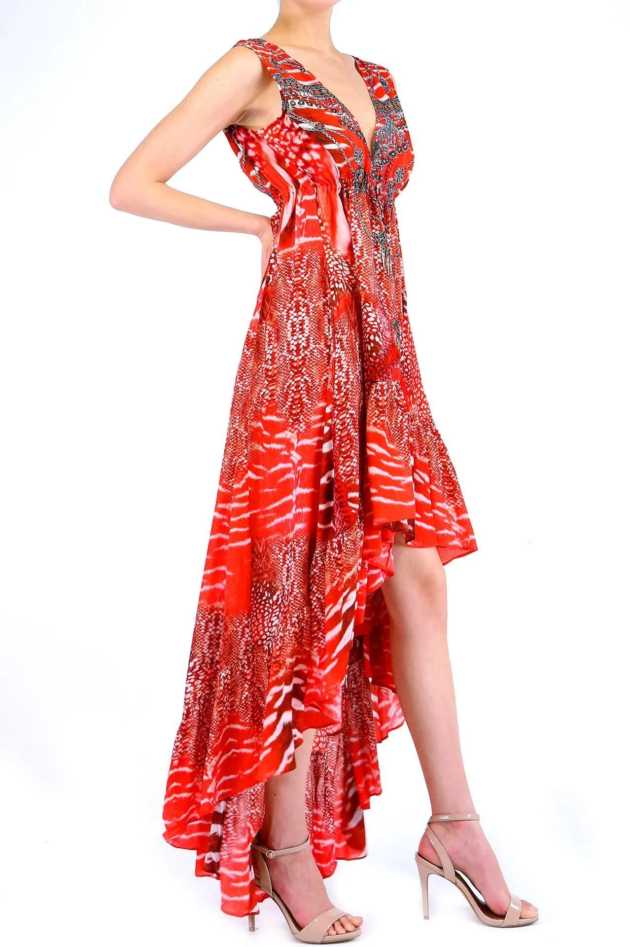Red High Low Maxi Dress