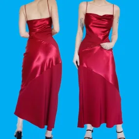 Red slip satin evening dress UK 10