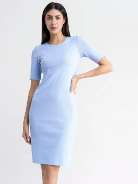 Ribbed Knit Bodycon Dress - Light Blue