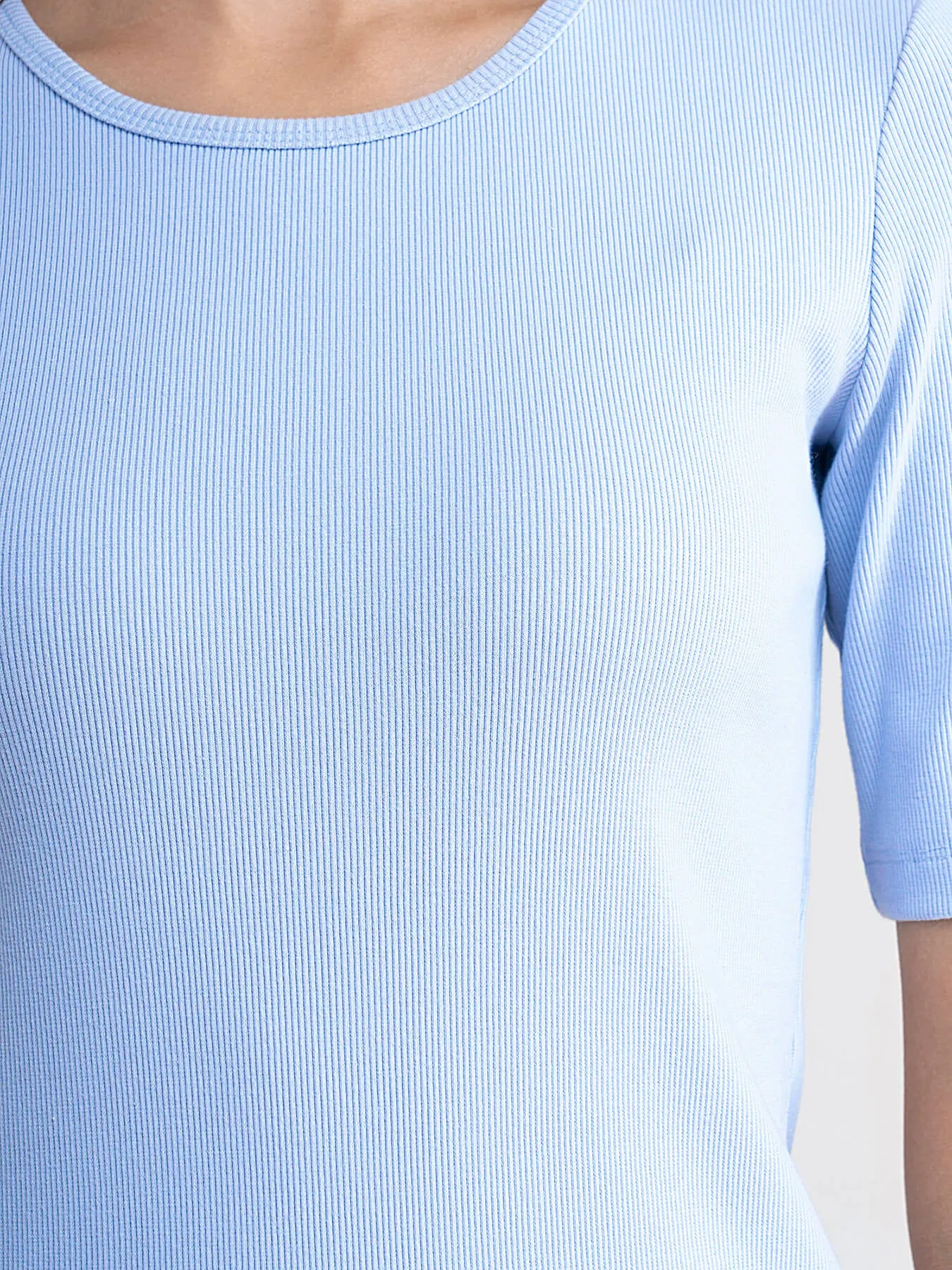 Ribbed Knit Bodycon Dress - Light Blue