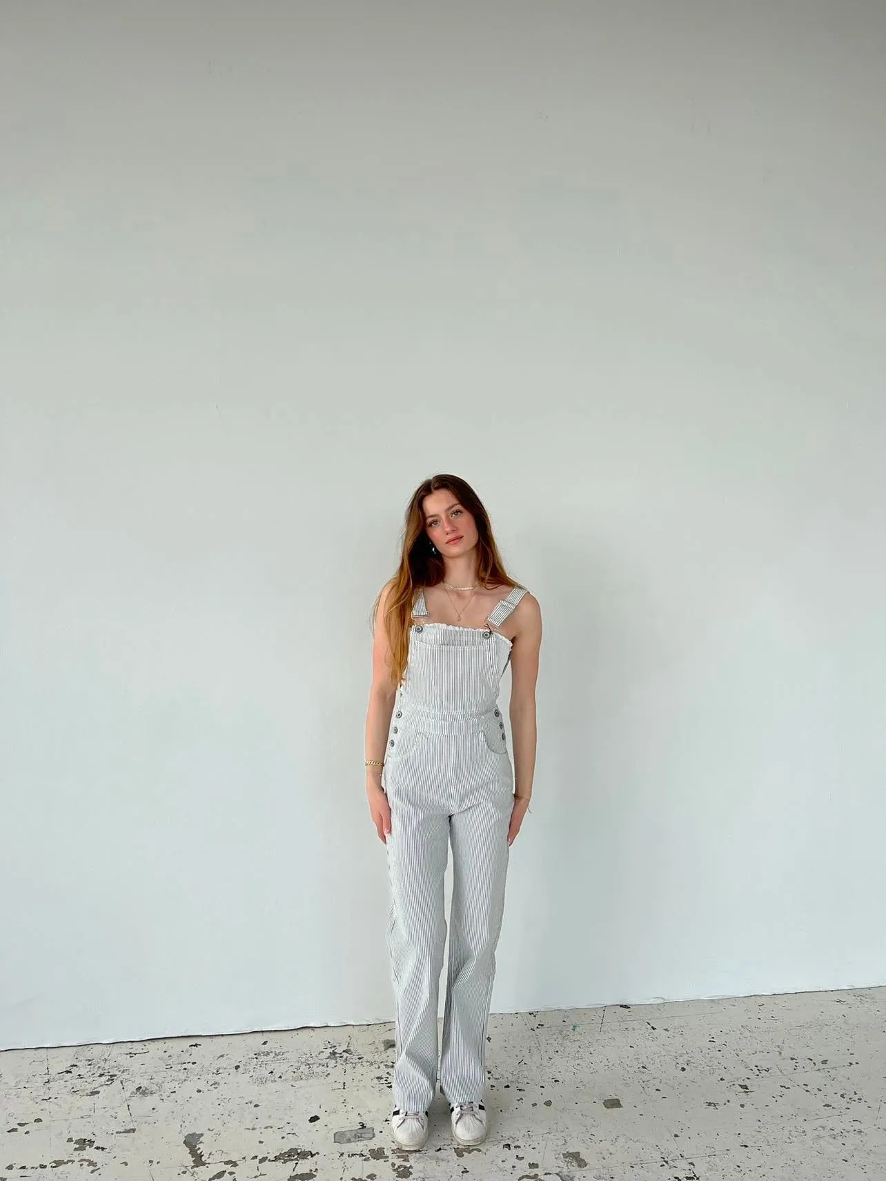 Riley overall with stripes - White