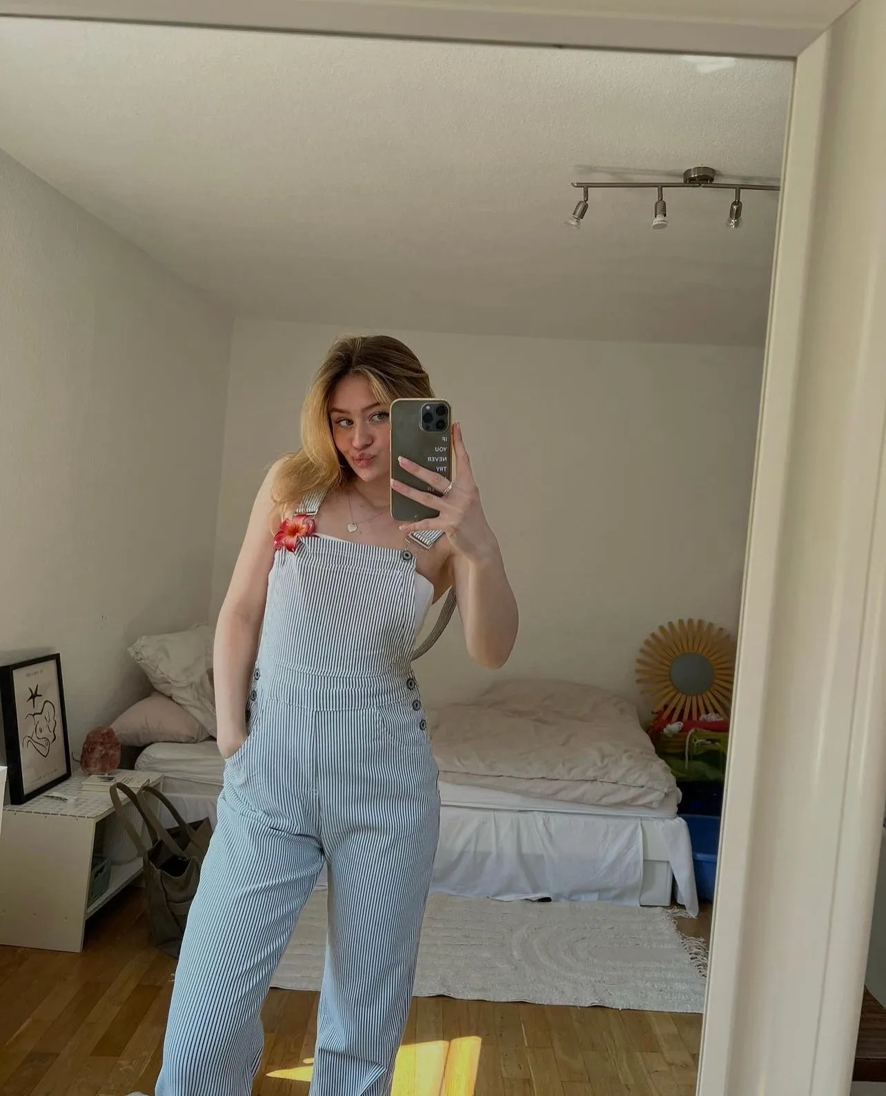 Riley overall with stripes - White