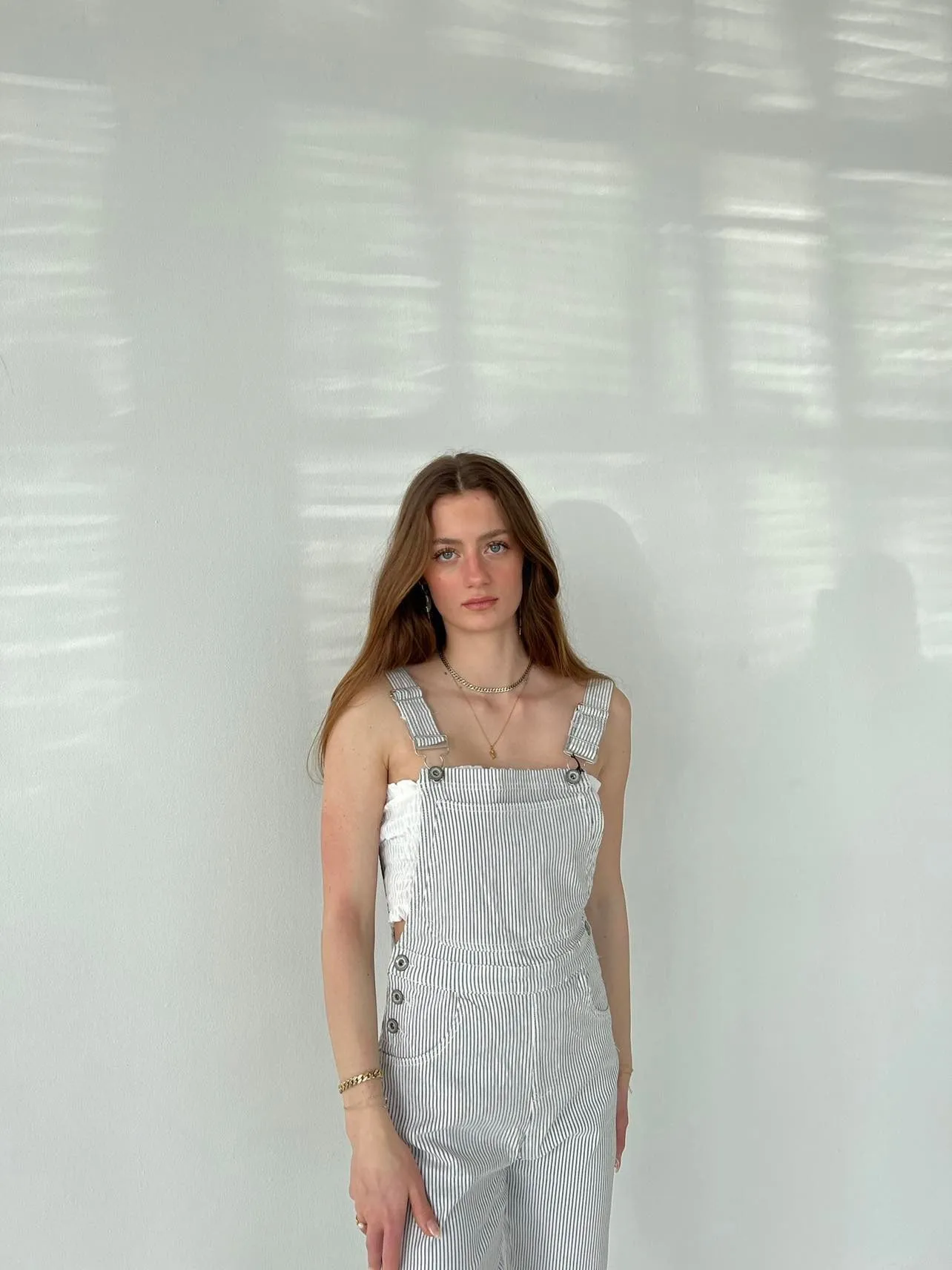 Riley overall with stripes - White