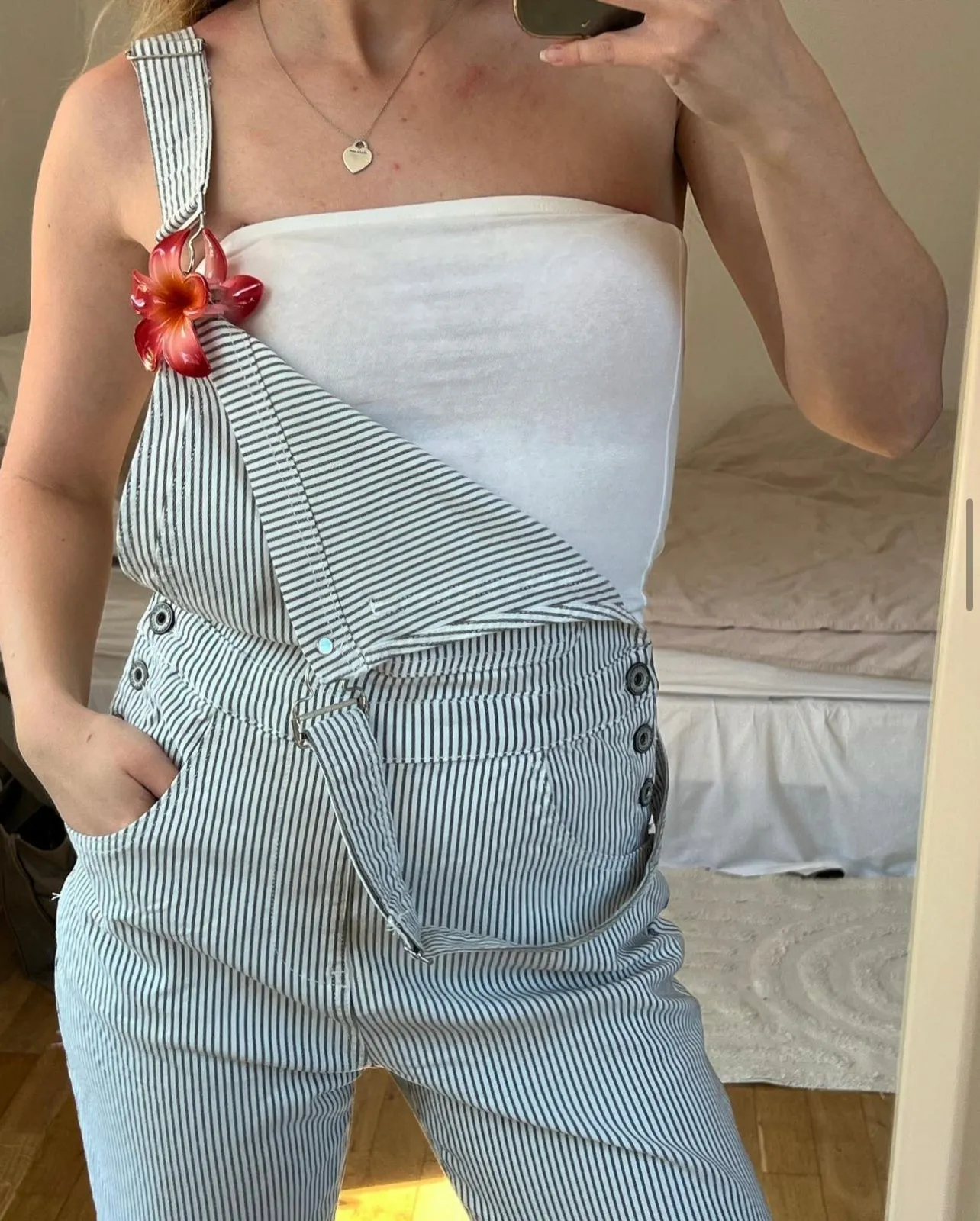 Riley overall with stripes - White
