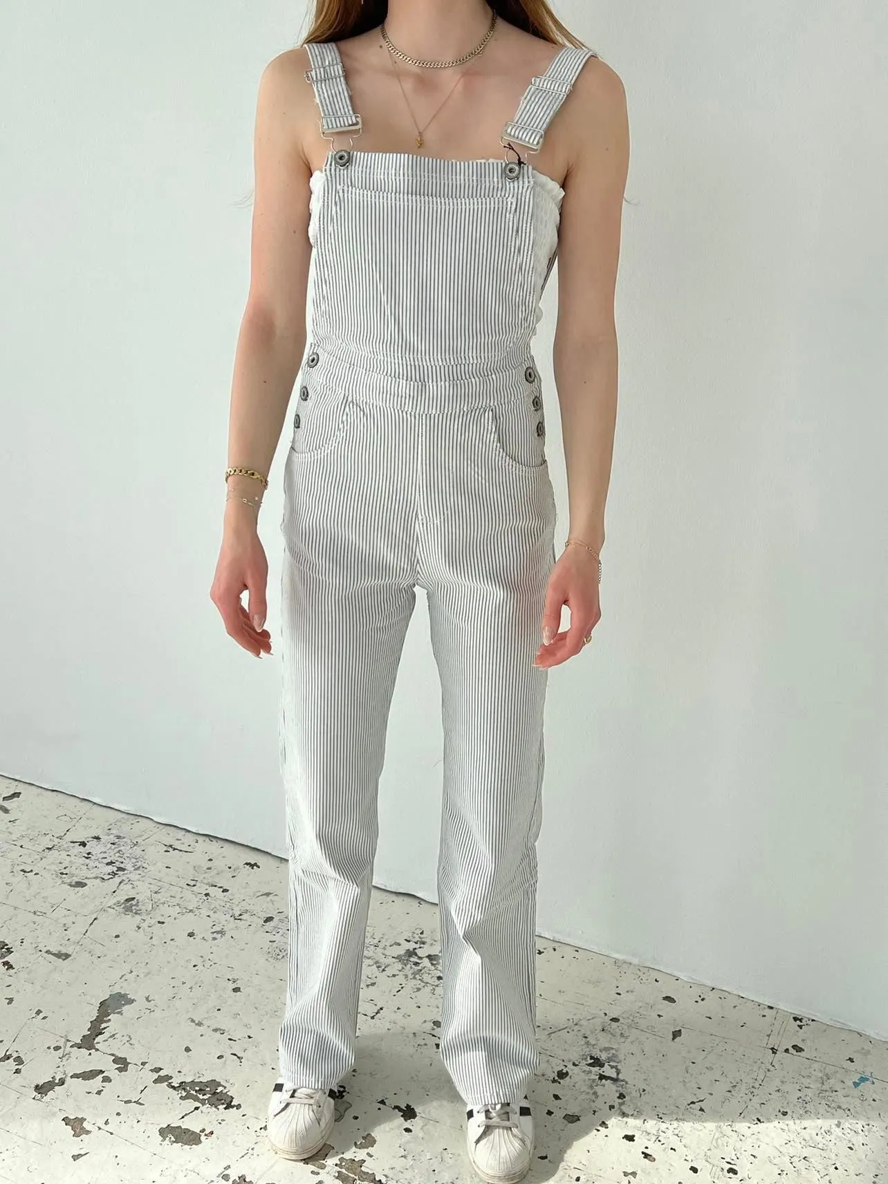 Riley overall with stripes - White