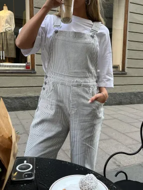 Riley overall with stripes - White