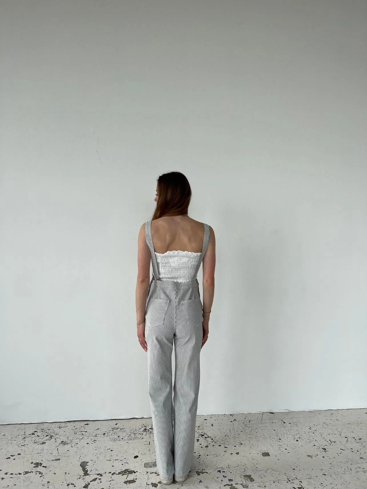 Riley overall with stripes - White