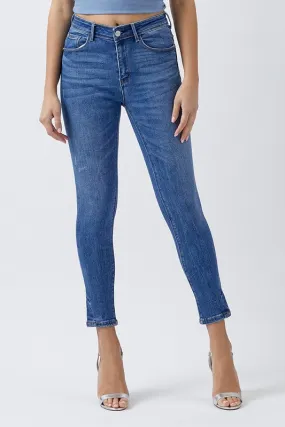Risen Mid-Rise Curvy Yoke Skinny Jeans