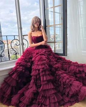Ruby Ruffle Gown