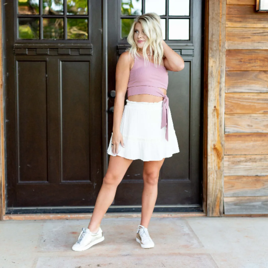 Ruffled Mini Skirt - Cream