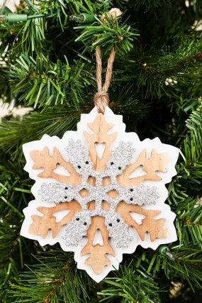 SALE 50% OFF! 6 x 5.25 Be Good For Goodness Flake Glittering Snowflake Wood Ornament