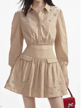 Self Portrait | Cotton Embellished Mini Skirt