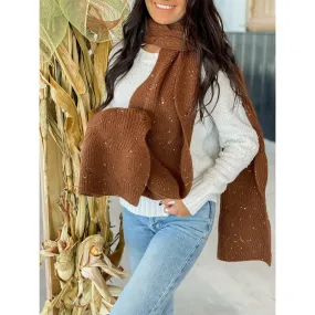 Sequin Brioche Cable Knit C.C Scarf