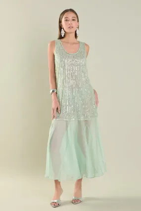 Sequins Overlay Chiffon Maxi Dress