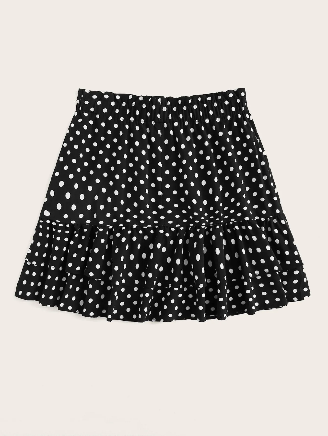 SHEIN Plus Frill Trim Layered Polka Dot Skirt