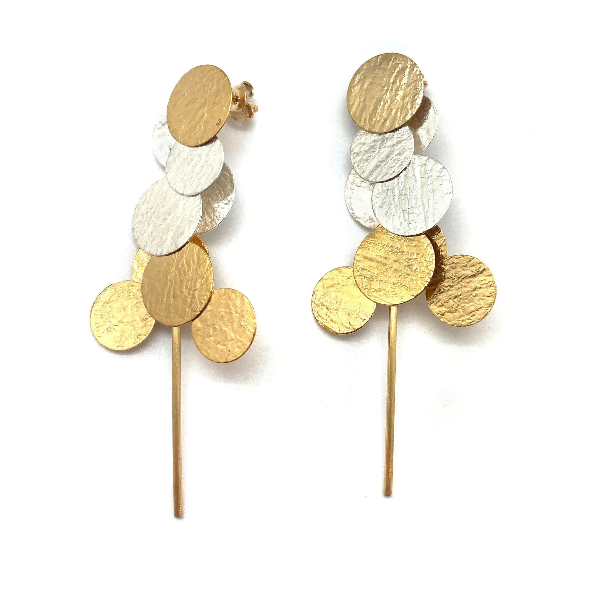 Silver and Gold Cluster Earrings