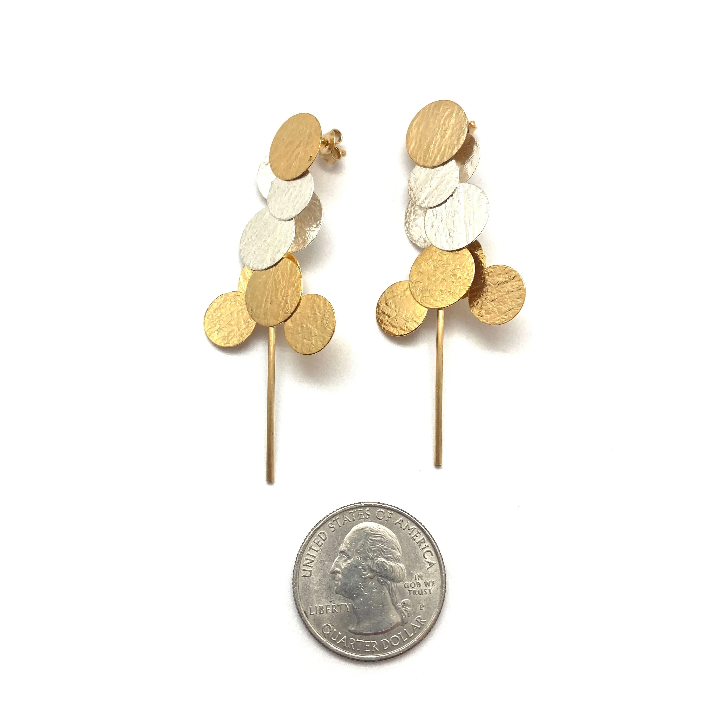 Silver and Gold Cluster Earrings