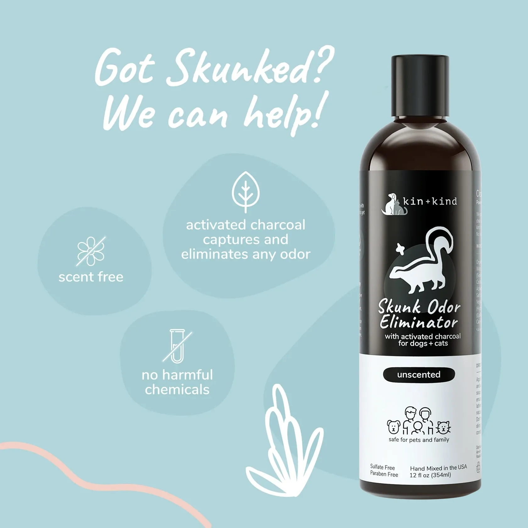 Skunk Odor Eliminator Shampoo for Dogs & Cats