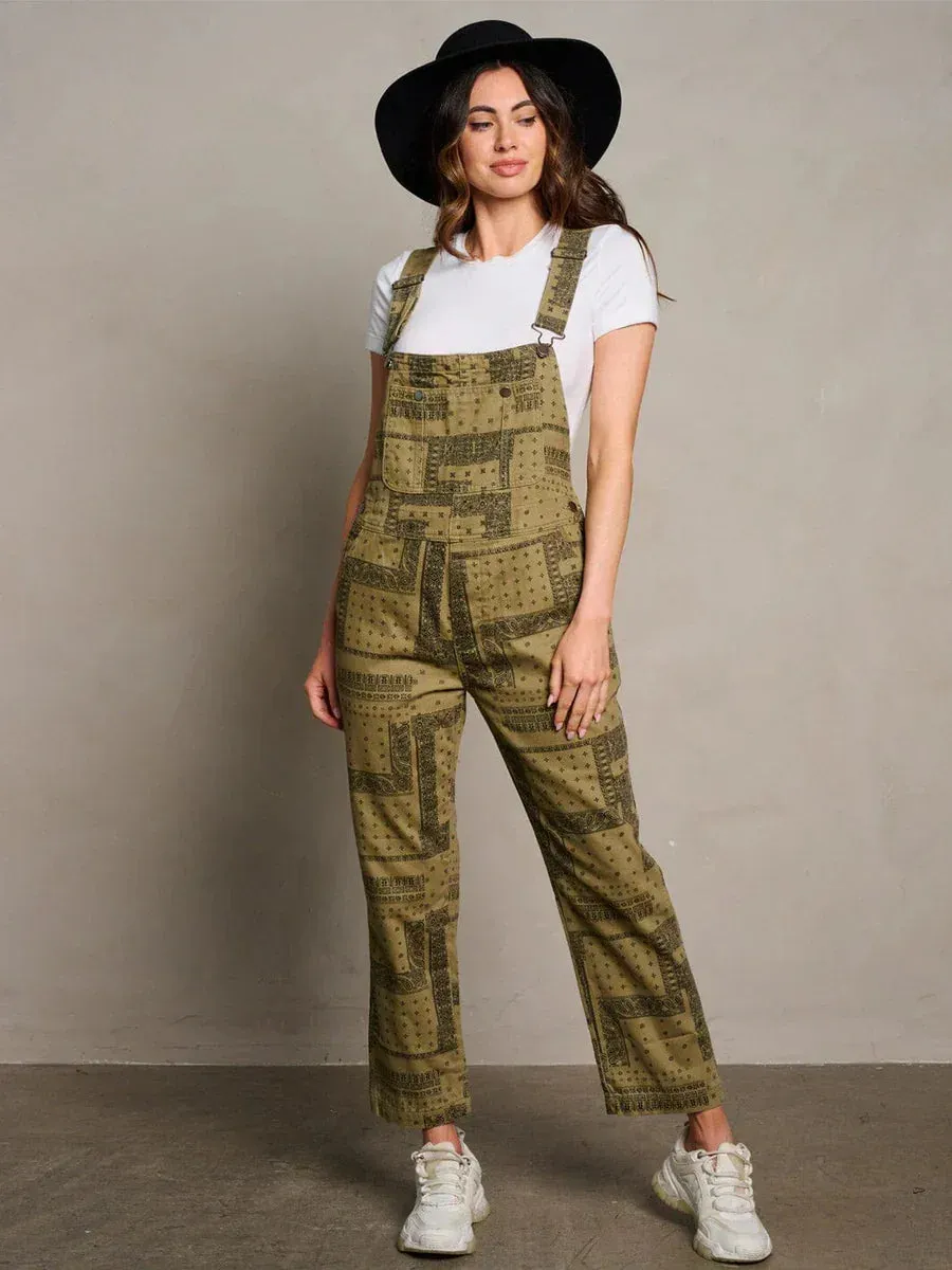 SLEEVELESS MULTI PRINT WIDE LEG OVERALL