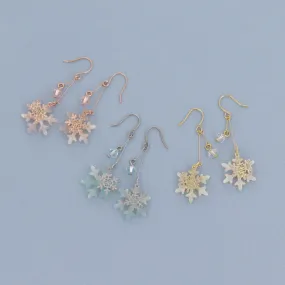 Snowflake and Stone Drop Earrings