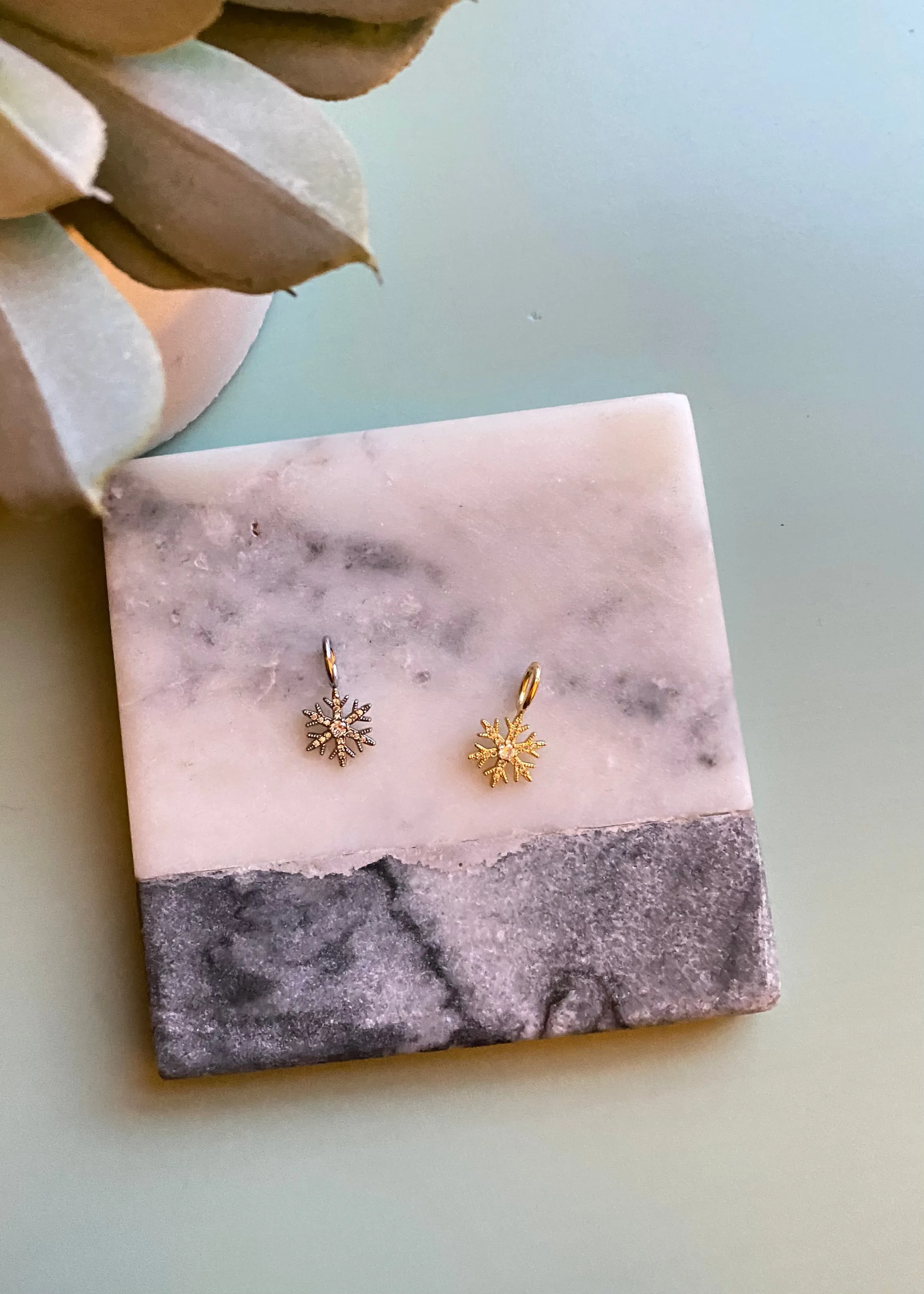 Snowflake Dainty Charm with Crystals (Silver & Gold)