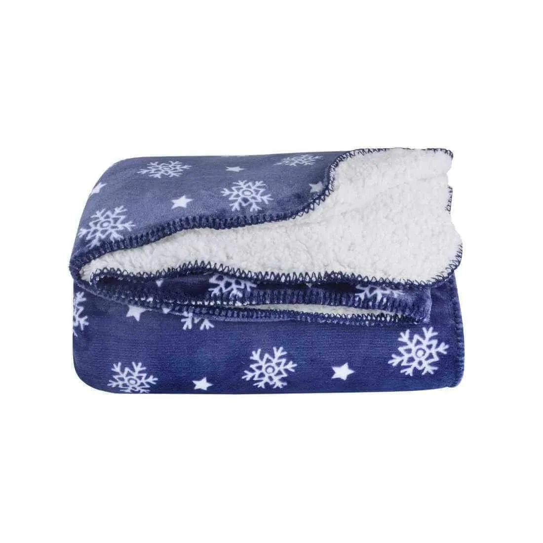 Snowflake Sherpa Lined Fleece Blanket Throw Soft 150 x 200cm