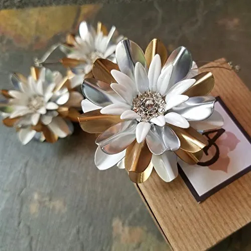 Starburst Christmas Ornament, Gold Tone and Silver