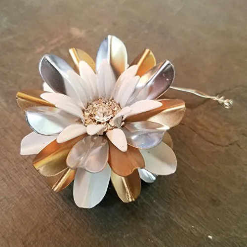 Starburst Christmas Ornament, Gold Tone and Silver