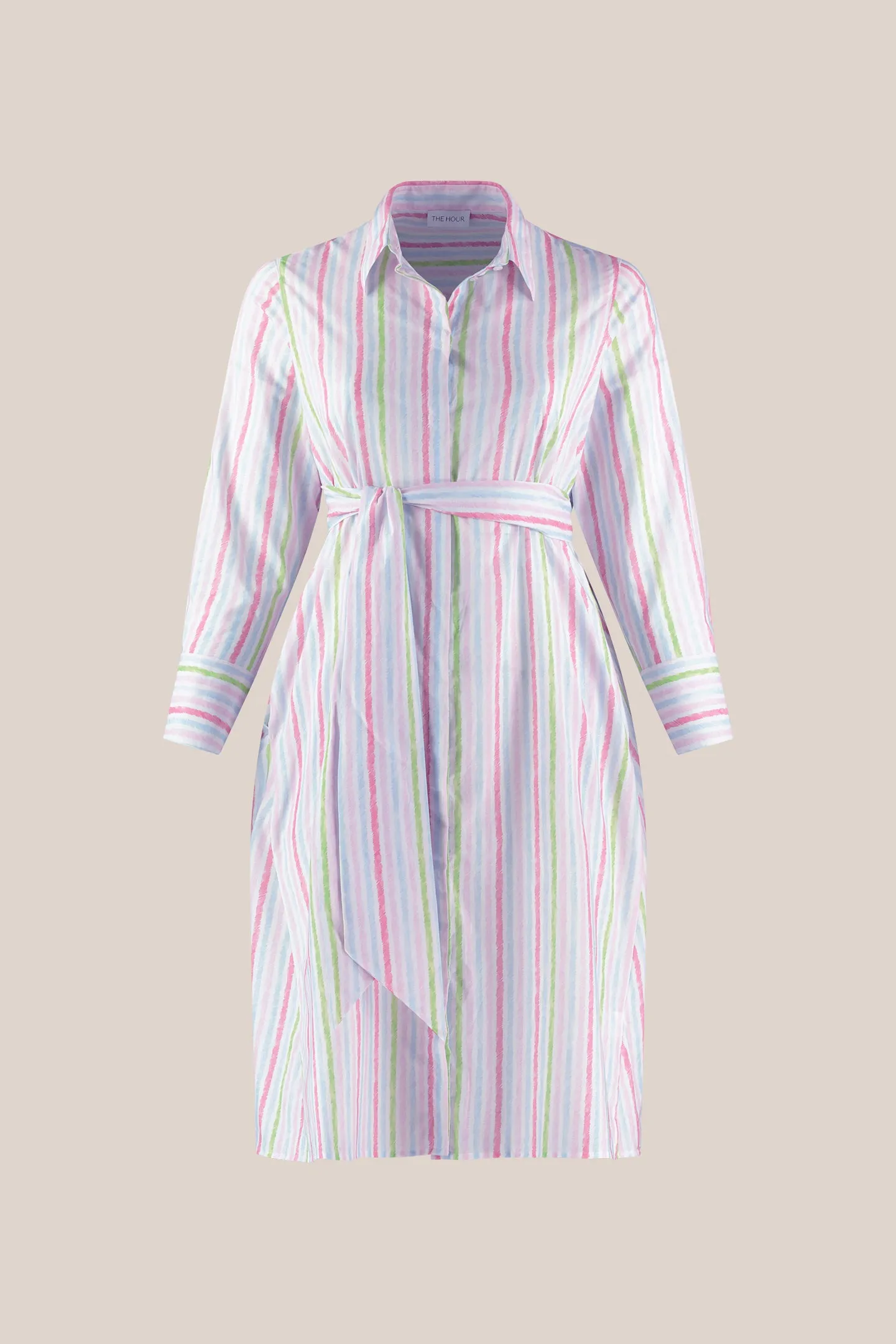 Striped Cotton Poplin Shirt Dress in Pink
