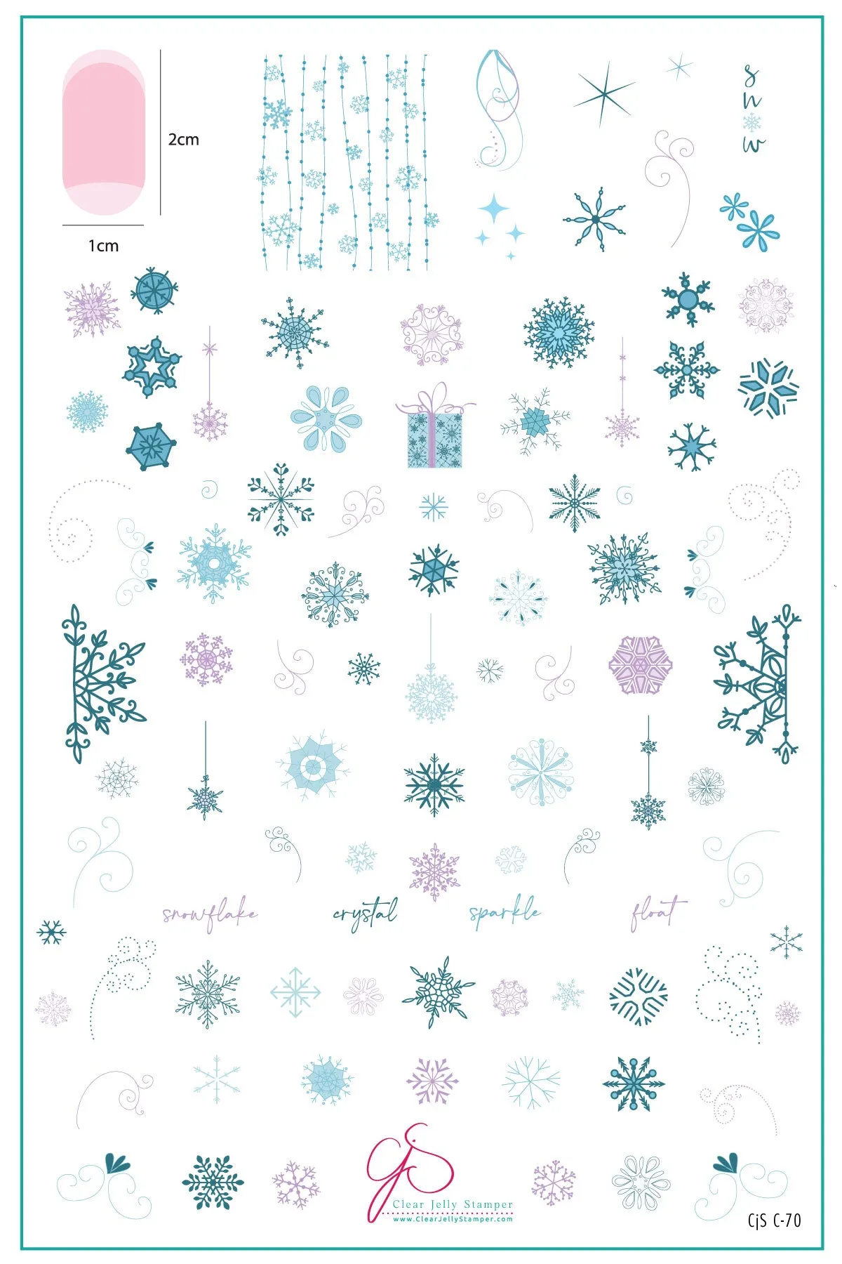 Swirling On Ice (CjSC-70) Steel Nail Art Stamping Plate