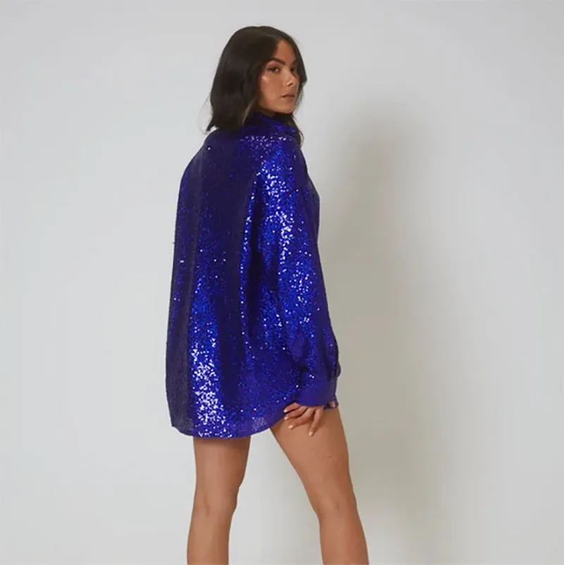 TastyHottie - Margie Turn-down Collar Bright Silk Shirt Dress