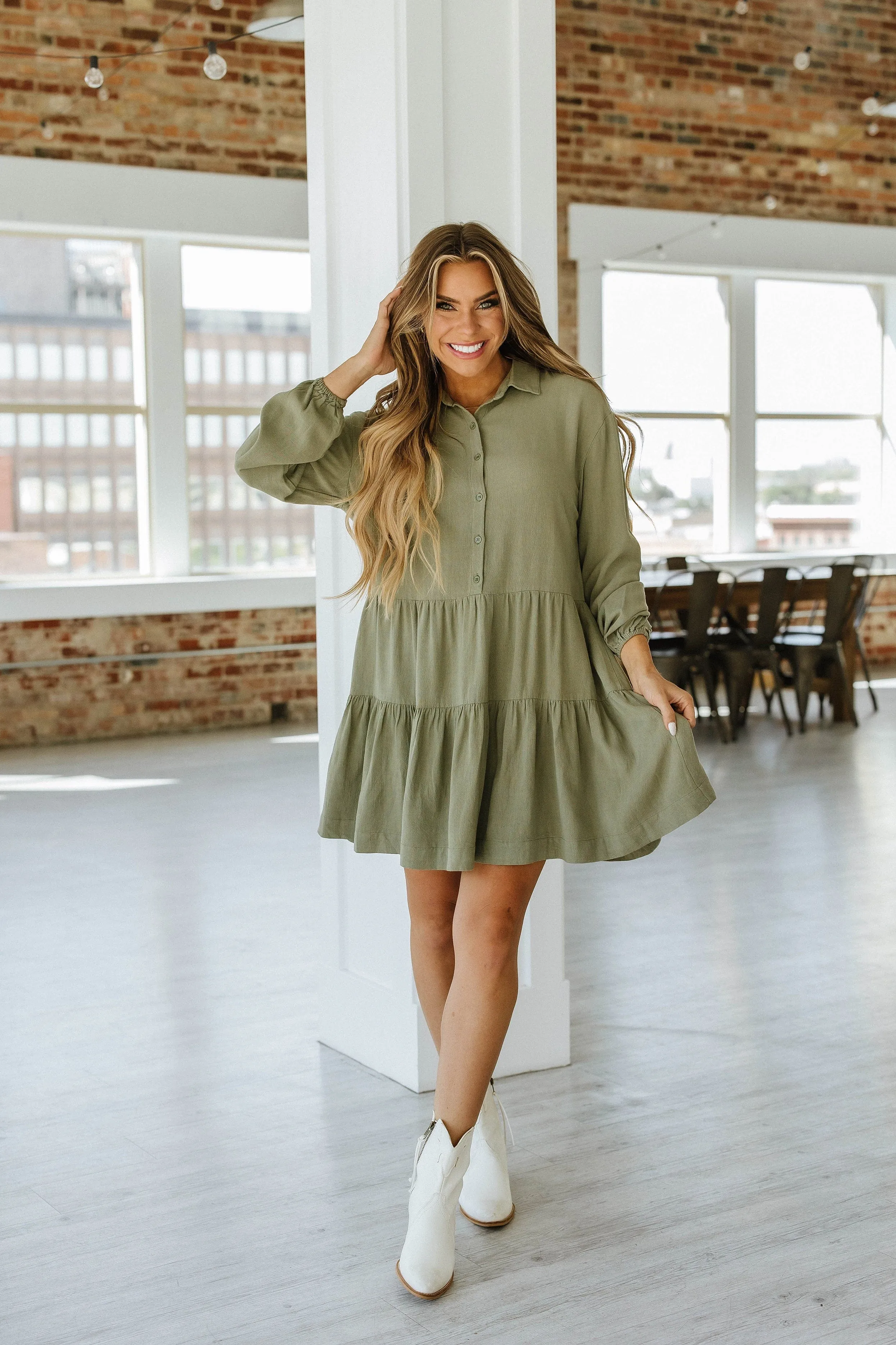 Thompson Pleated Shirt Dress | DROPSHIP