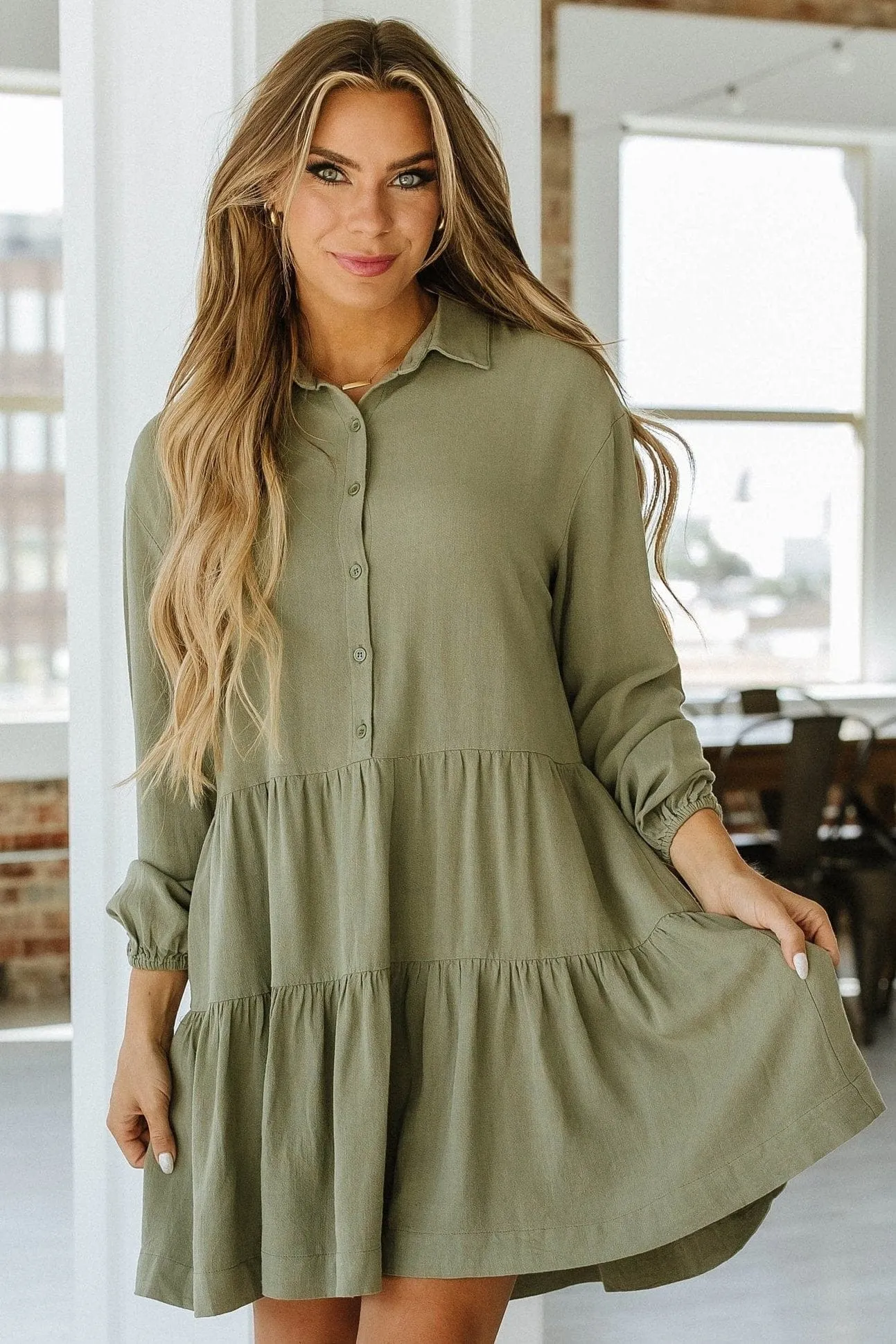 Thompson Pleated Shirt Dress | DROPSHIP