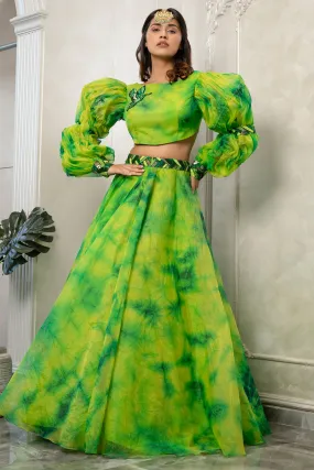 TIE AND DYE GHAGRA BLOUSE DUPATTA