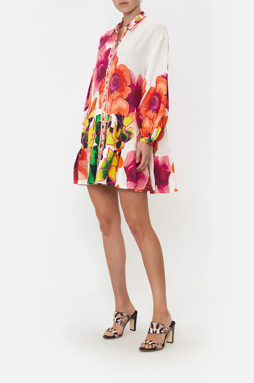 TIERED SHIRT DRESS PRETTY AS A POPPY