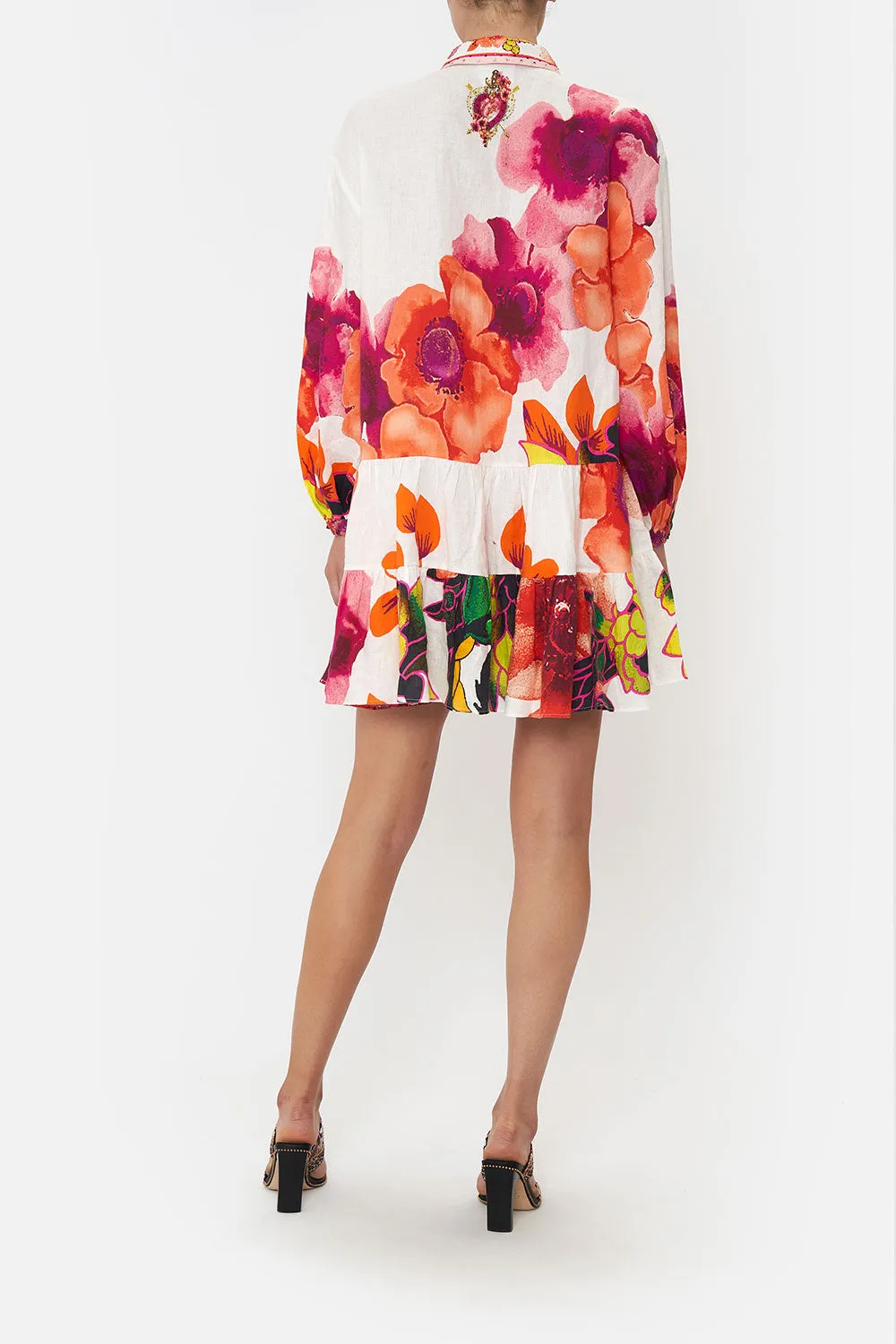 TIERED SHIRT DRESS PRETTY AS A POPPY