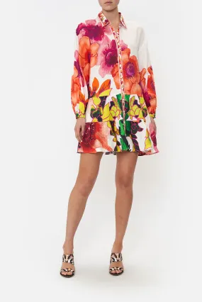 TIERED SHIRT DRESS PRETTY AS A POPPY