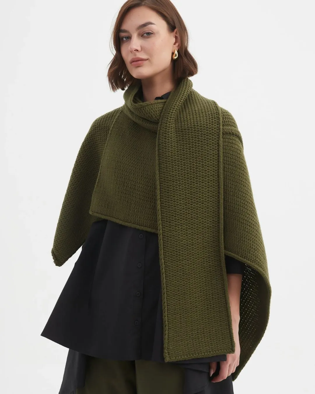 Tirelli Asymmetric Wrap Knit 25K3590 - Khaki