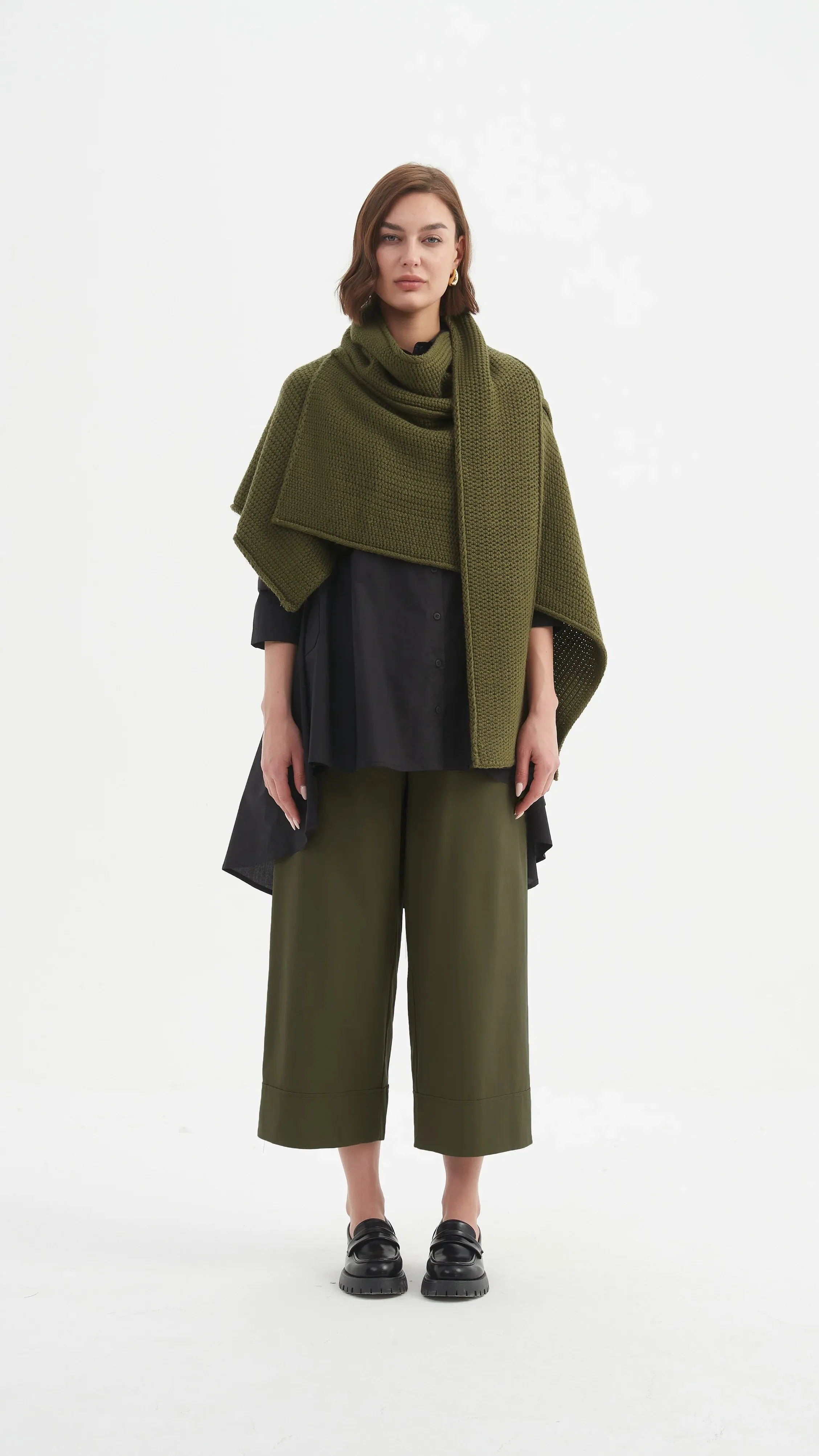 Tirelli Asymmetric Wrap Knit 25K3590 - Khaki