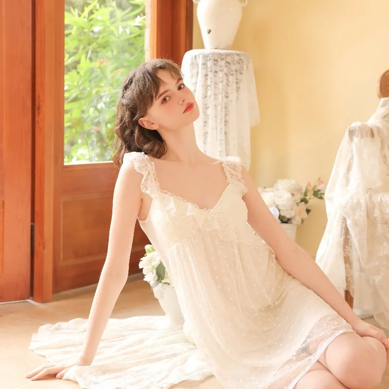 Toleet alien invasion dress to impress Princess Strap Nightdress Women's Summer Lace Snowflake Net Sexy V-neck