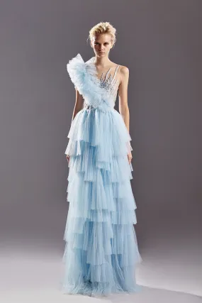 Tulle Dress with Lace Embroidery