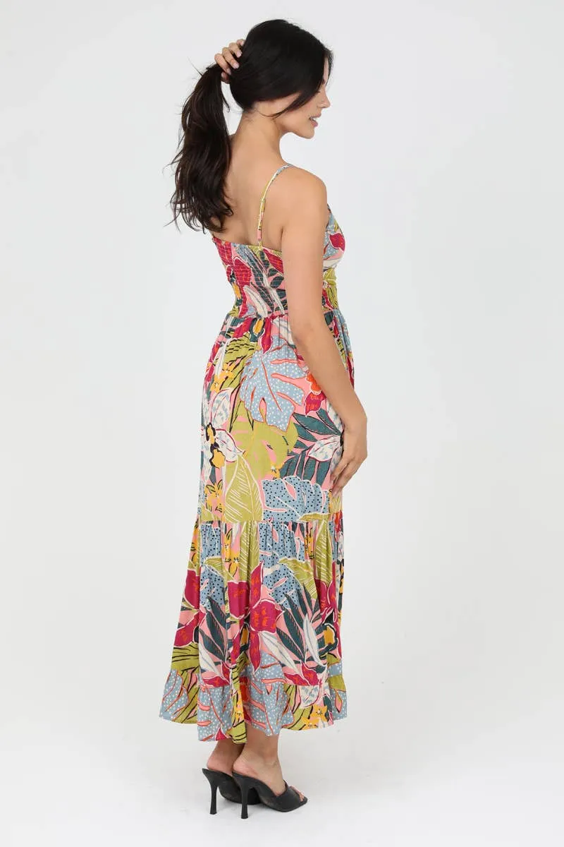 V-Neck Printed Maxi Dress