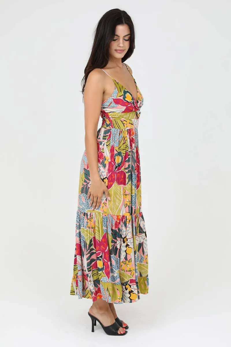 V-Neck Printed Maxi Dress