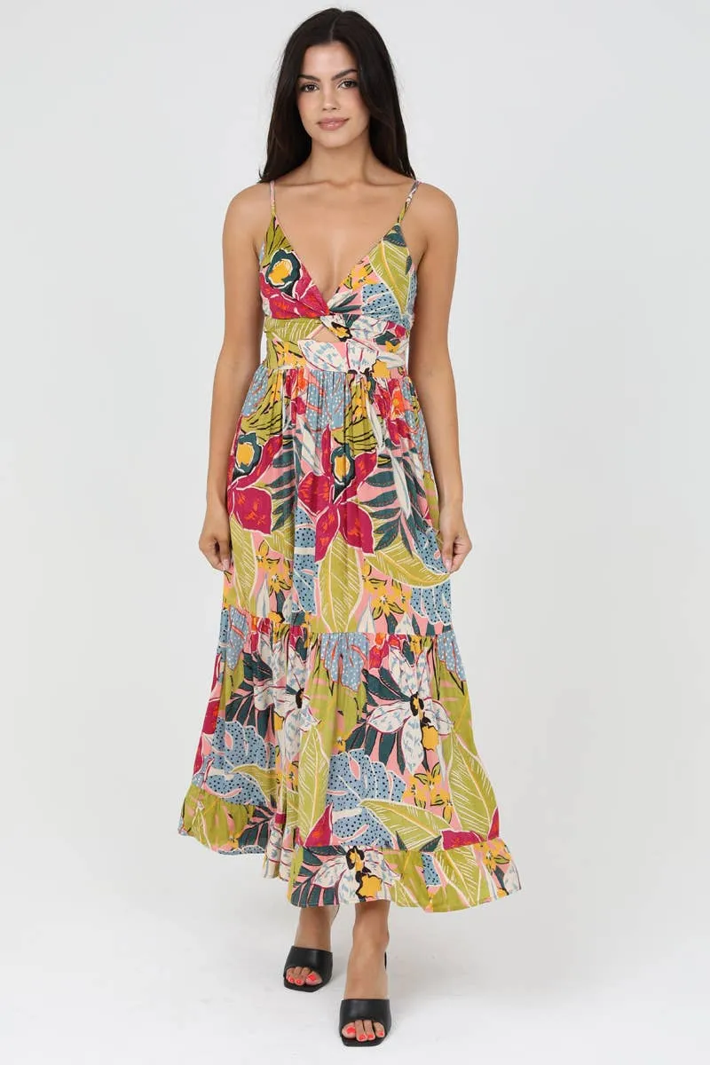 V-Neck Printed Maxi Dress
